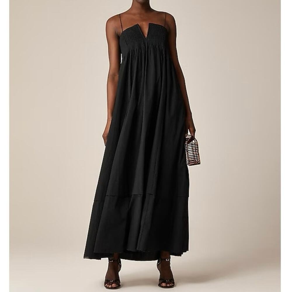 J. Crew Black Maxi Sundress with Spaghetti Straps, Sz 8